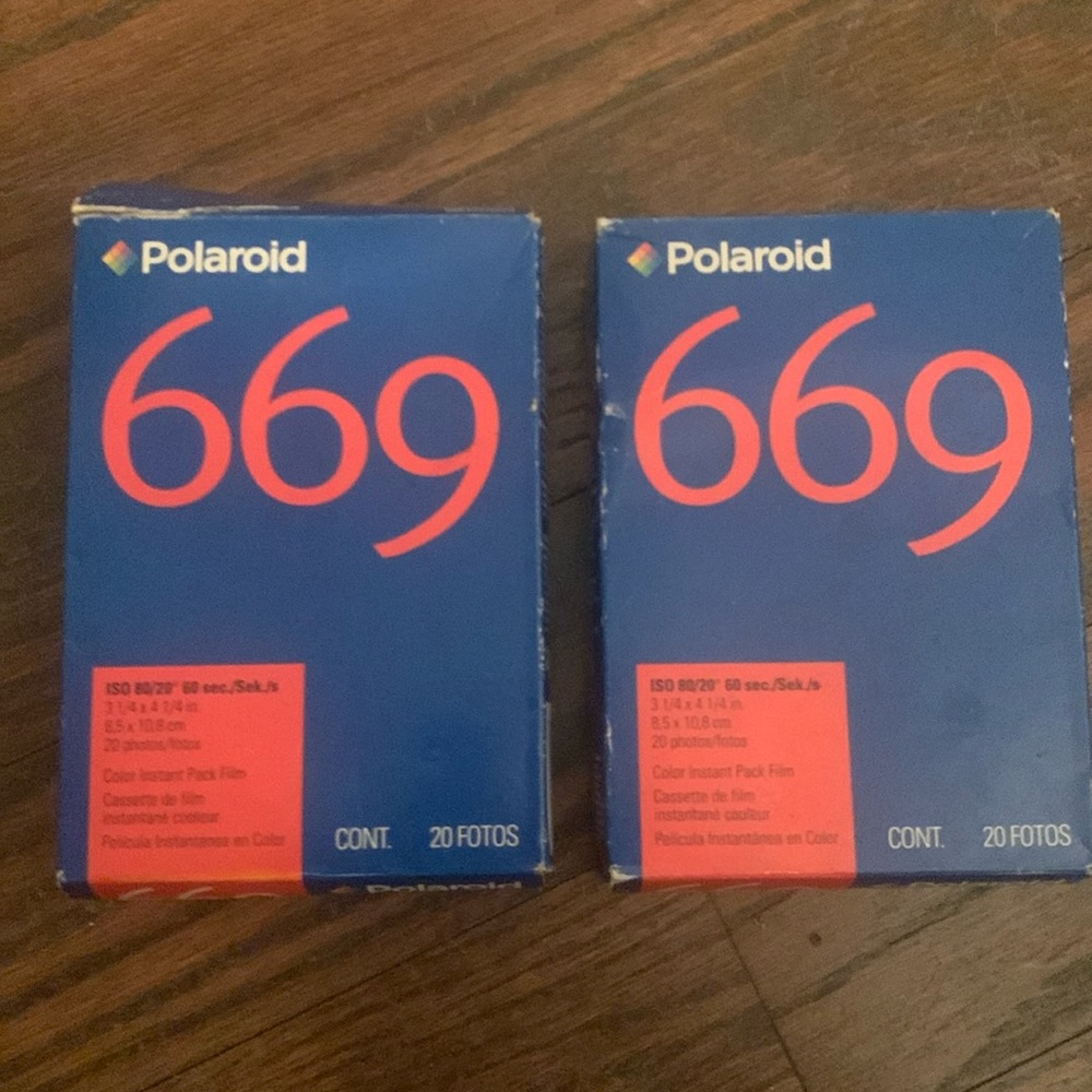 Polaroid 669 film. 2 boxes / 20 photos each box / only selling as pair of boxes